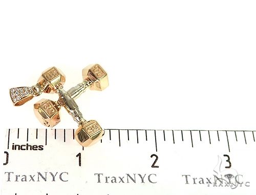 14K Two Tone Big Dumbbells Barbells Fitness Pendant, photo 7 of 7