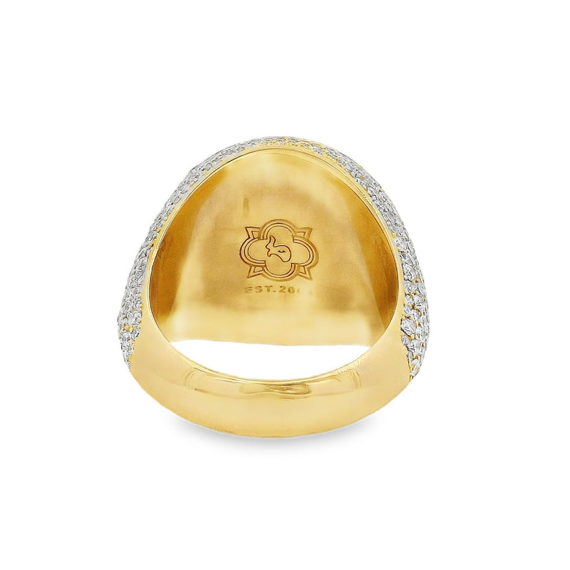 10K Gold Circular Cross Mens Ring Set With Lab Diamonds, view 5