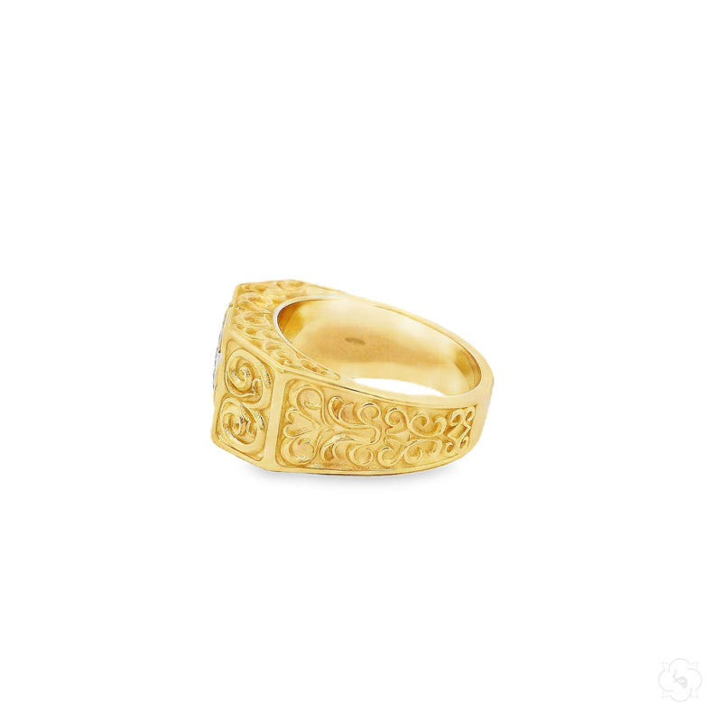 10K Gold Flower Filigree Style Design Lab-Grown Diamond Ring, photo 3 of 12