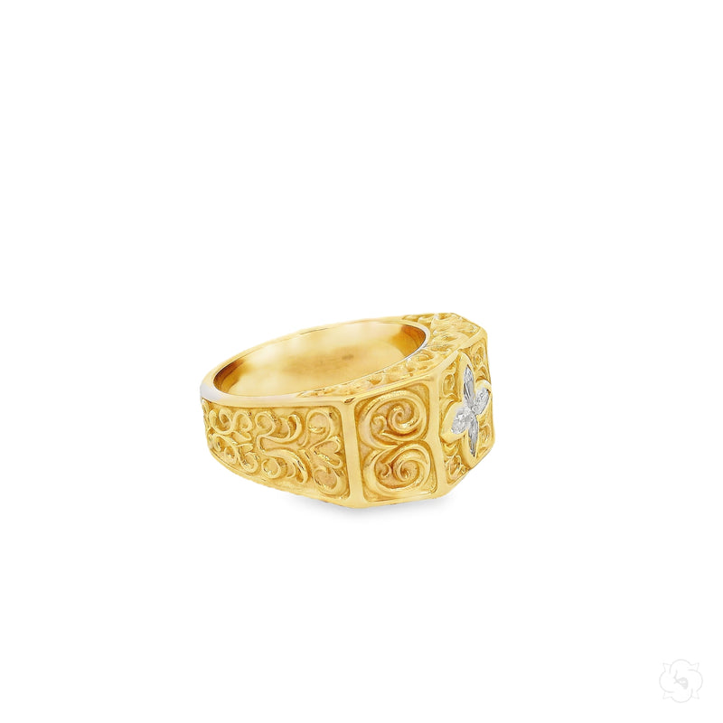 10K Gold Flower Filigree Style Design Lab-Grown Diamond Ring, photo 5 of 12
