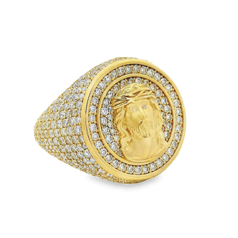 Circular Mens Lab-Grown Diamond Ring With Jesus Head, photo 3 of 8