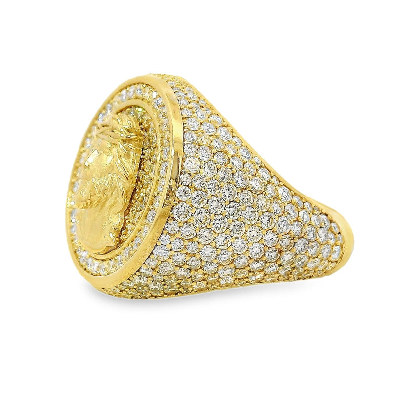 Circular Mens Lab-Grown Diamond Ring With Jesus Head, photo 4 of 8