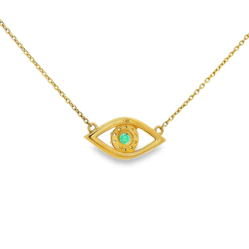 14K Gold Gemstone Evil Eye Necklace, photo 3 of 6