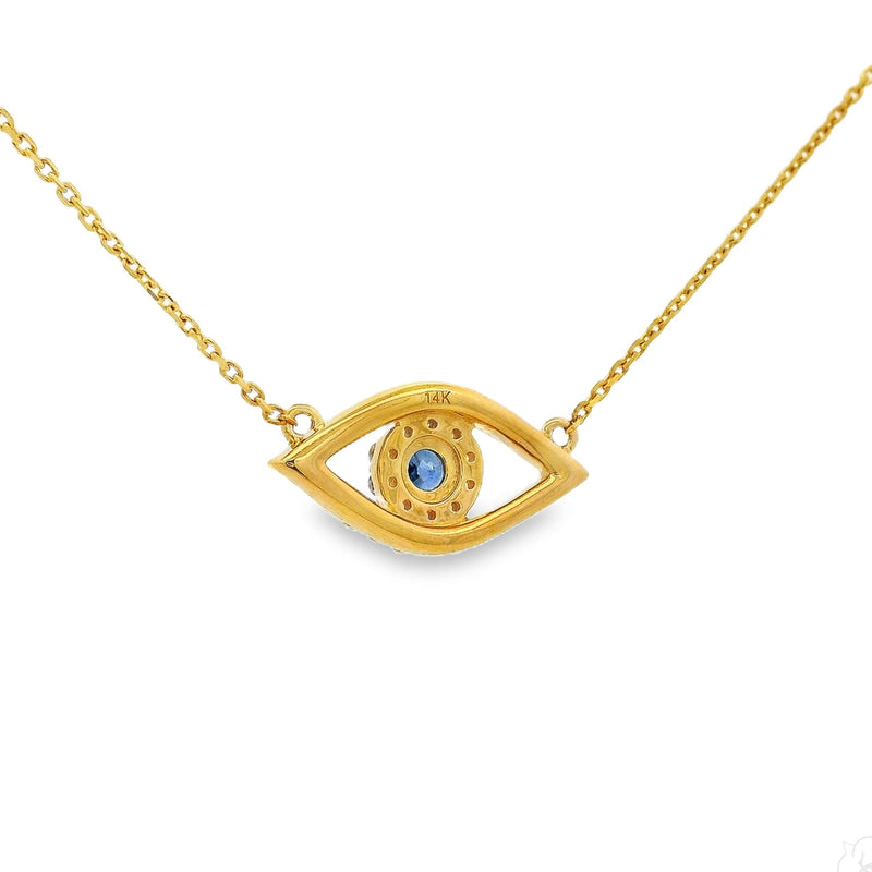 14K Gold Gemstone Evil Eye Necklace, photo 6 of 6
