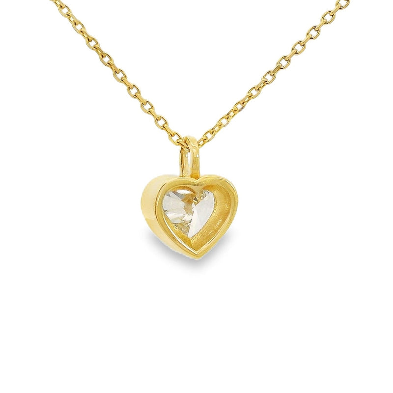 14K Gold Heart Lab-Grown Diamond Bezel Pendant, photo 3 of 9