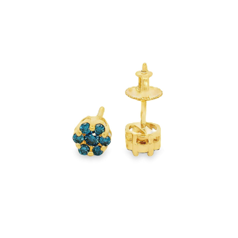 Ocean Blue Flower Earrings in 14K gold, view 2