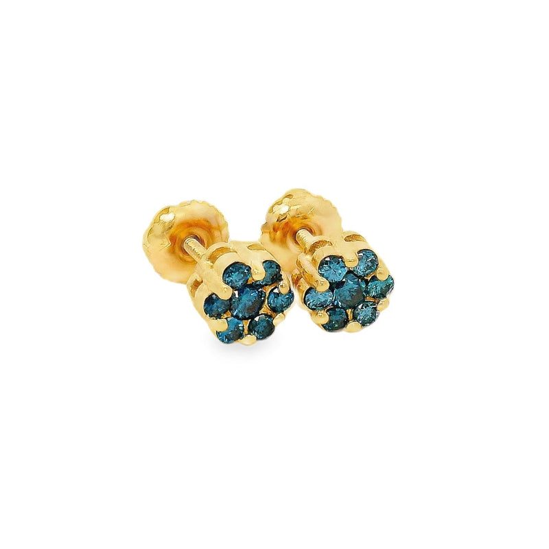 Ocean Blue Flower Earrings in 14K gold, view 4