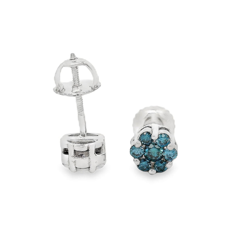 Ocean Blue Flower Earrings in 14K gold, view 6