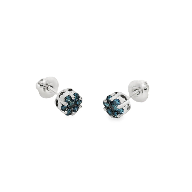 Ocean Blue Flower Earrings in 14K gold, view 7
