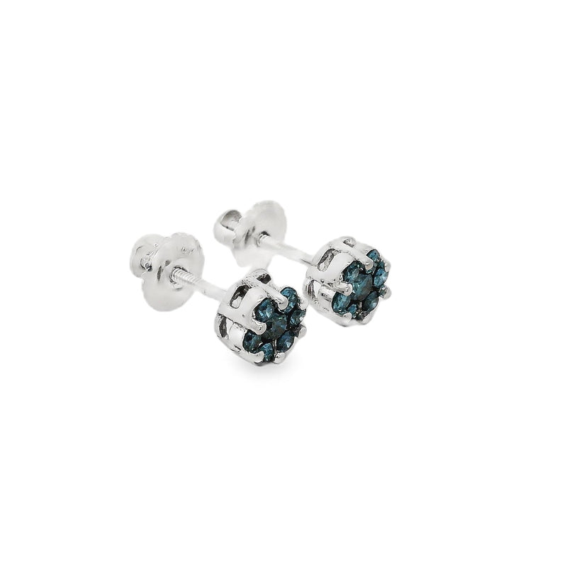 Ocean Blue Flower Earrings in 14K gold, view 8