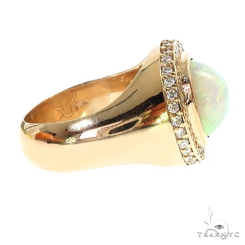 14K Gold UnCut Gems TraxNYC Opal Diamond Ring, photo 3 of 6