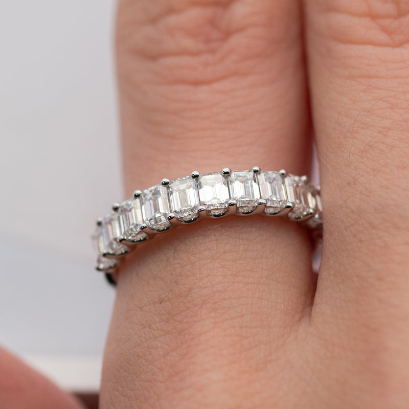 Semi-Eternity Emerald Cut Ring in 14K gold, view 4