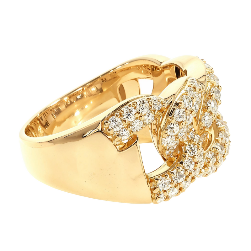 14K Gold Miami Cuban Link Diamond Ring, photo 5 of 7