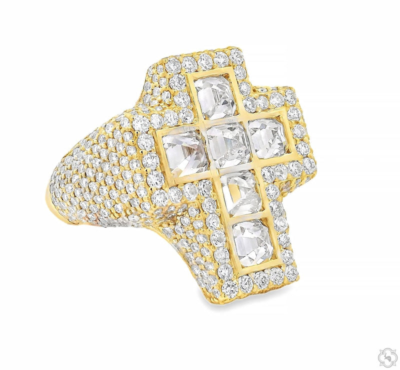 10K Gold Upside Down Asscher Lab-Grown Diamond Cross Ring, photo 2 of 5