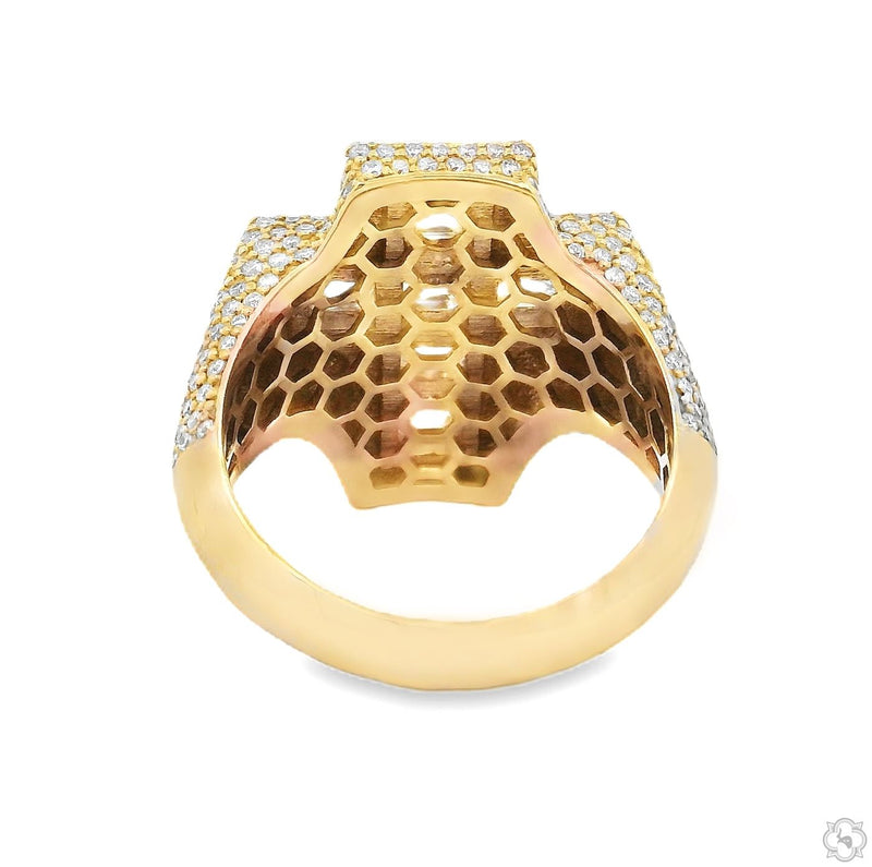 10K Gold Upside Down Asscher Lab-Grown Diamond Cross Ring, photo 4 of 5