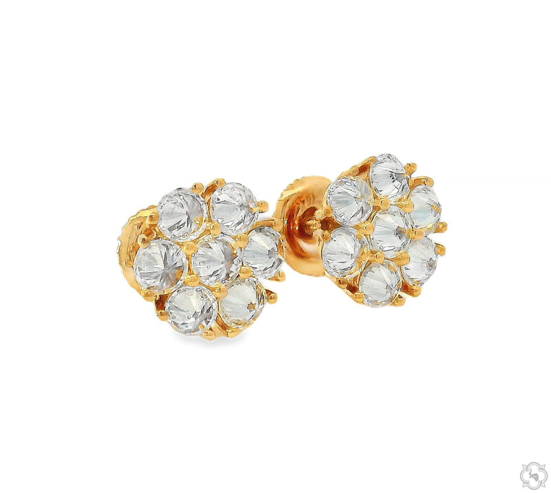 14K Gold 10PT Upside Down Diamond Flower Earrings 9 mm, photo 2 of 7