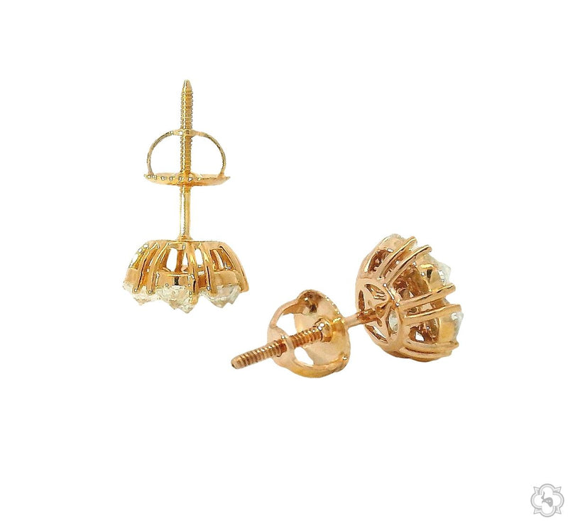 14K Gold 10PT Upside Down Diamond Flower Earrings 9 mm, photo 4 of 7