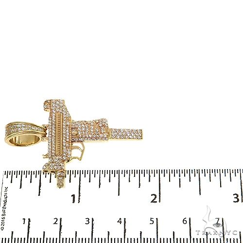 14K Gold Uzi submachine Gun Diamond Pendant, photo 6 of 7