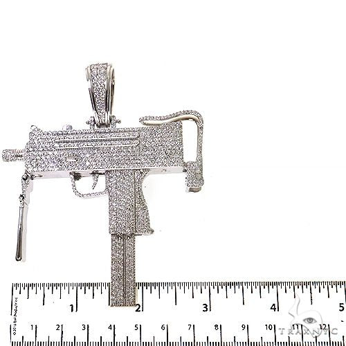 14K Gold Uzi submachine Gun Lab-Grown Diamond Pendant, photo 5 of 7
