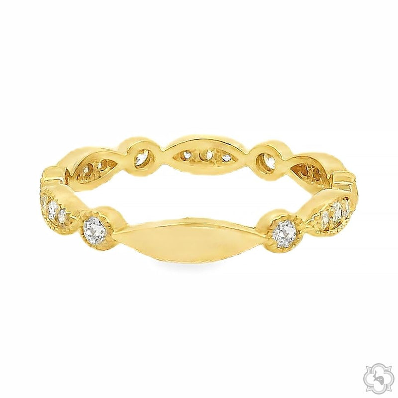 14K Gold Vintage Inspired Diamond Band, photo 3 of 4