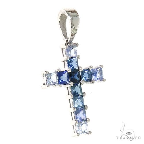 14K Gold Water Princess Cut Cross Pendant, view 2