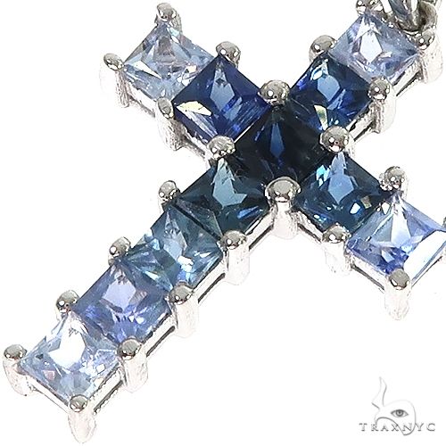 14K Gold Water Princess Cut Cross Pendant, view 3