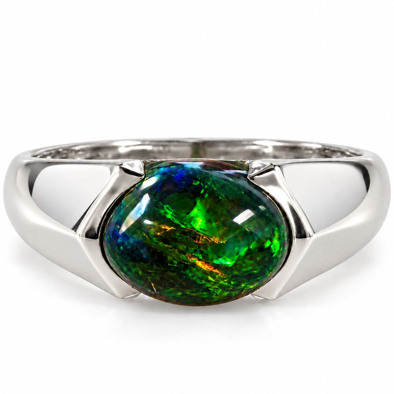 .925 Silver Black Opal Ring, photo 1 of 7