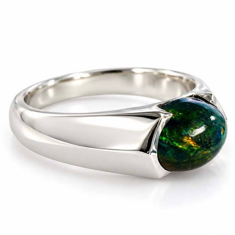 .925 Silver Black Opal Ring, photo 4 of 7