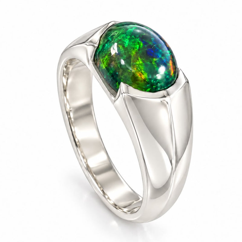 .925 Silver Black Opal Ring, photo 6 of 7
