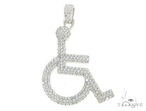 Custom white gold handicap figure pendant – three-quarter view showing sculpted silhouette detail