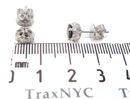 14K White Gold Round Cut Prong Black and White Diamond Earrings, photo 6 of 6