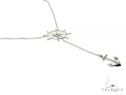White Gold Wheel And Anchor Chain Necklace 66073 - Image 2