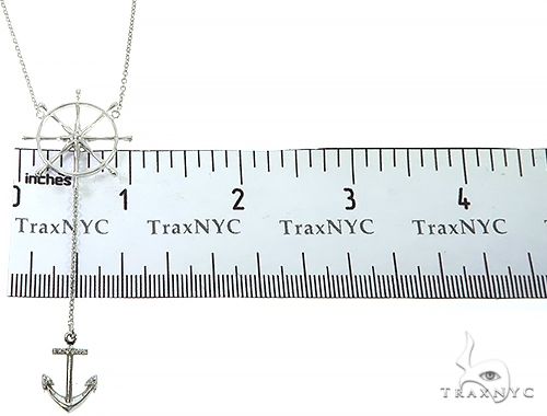 White Gold Wheel And Anchor Chain Necklace 66073 - Image 6