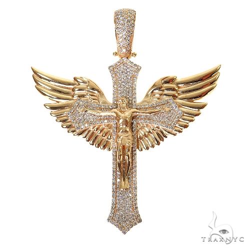 Wings of Faith Diamond Jesus Cross Pendant 69718 | TraxNYC