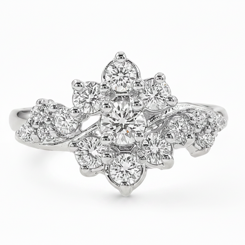 YG Flower Bouquet Ring in 14K gold, view 3