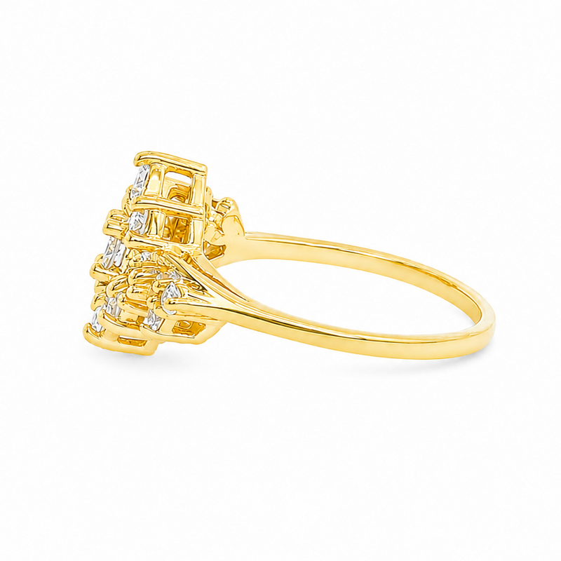 YG Flower Bouquet Ring in 14K gold, view 6