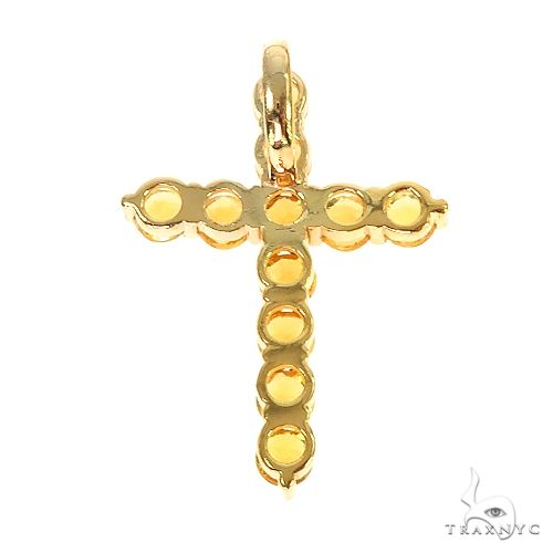 14K Gold Yellow Round Cut Sapphire Cross, photo 4 of 6