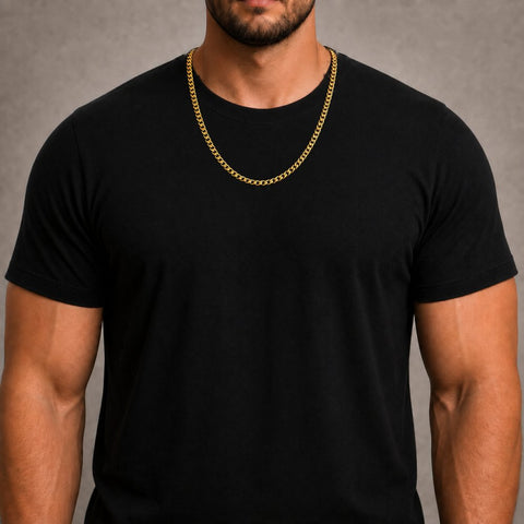 Miami Cuban chain, 5 mm, 22 inches, broad build, TraxNYC chain guide