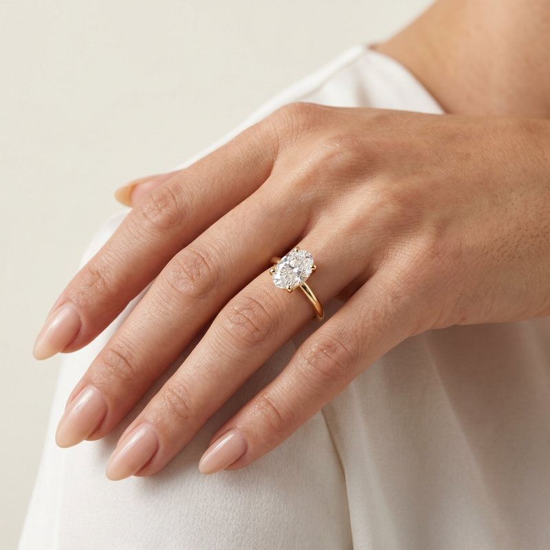 Signature Oval Diamond Engagement Ring in 18K gold, view 11