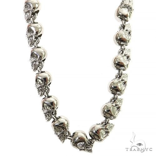 Skull Links Silver Chain 68894 | TraxNYC