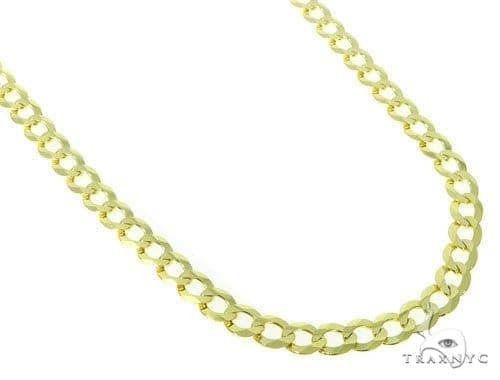 Mens 10k yellow gold curb link chain, 22 inches long, 6.5mm width with lobster clasp