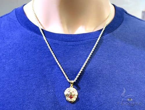 10K Gold TraxNYC Ruby Lion Pendant and Rope Chain Set, photo 8 of 8