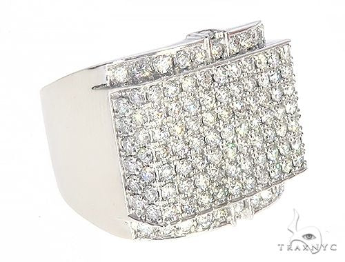 Men's diamond ring in 14K white gold – angled top view showing diamond-set face