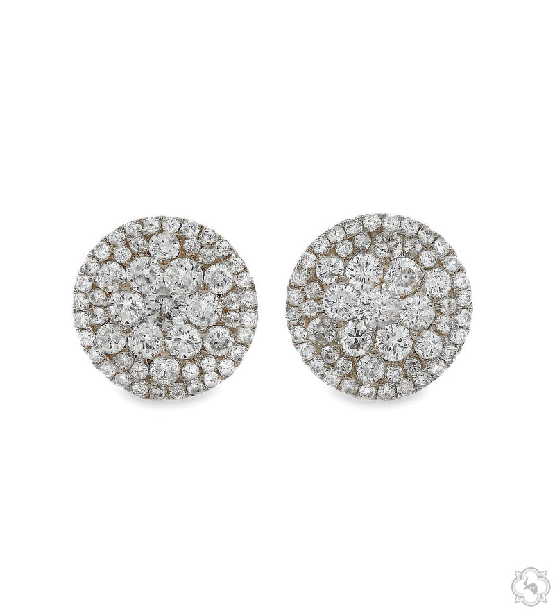 14K Gold Diamond Stud Earrings, view 2