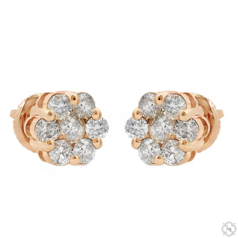 Flower Diamond Earrings 304 in 14K gold, view 4