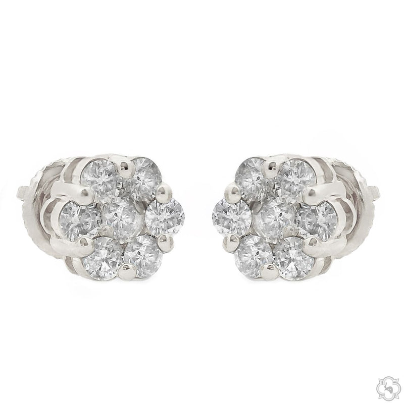 Flower Diamond Earrings 304 in 14K gold, view 5