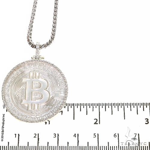 .925 Silver Diamond Bitcoin Pendant With Franco Chain Set, photo 4 of 5