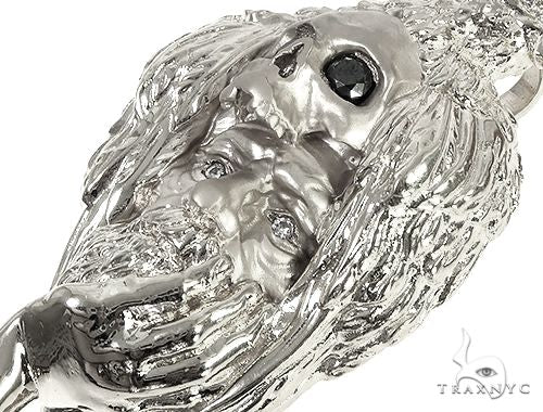 .925 Silver Diamond Crow Skull Face Pendant, photo 4 of 6