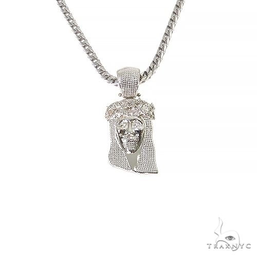 925 silver diamond Jesus pendant on a Franco chain with detailed crown of thorns design