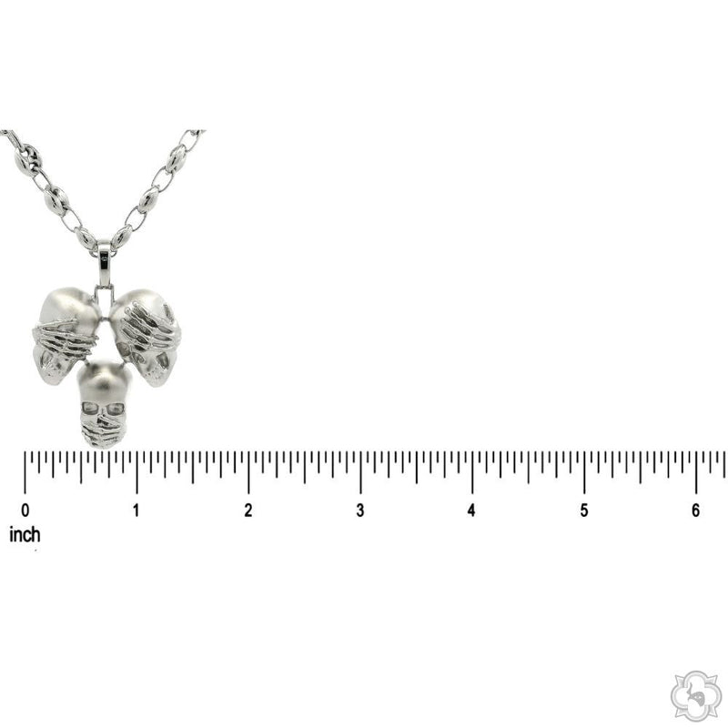 .925 Silver No Talk No Hear No See Skull Pendant Set, photo 7 of 11